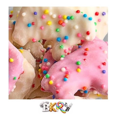 BKRY BKRY Frosted Pink and White Sprinkled Animal Cookies 1 lb - 19 lbs Crunchy Sweet Yogurt Frosted Circus Cookies with Colorful Rainbow Sprinkles for Snacking Dessert Toppings Party Favors and Candy Buffets, 2 lbs